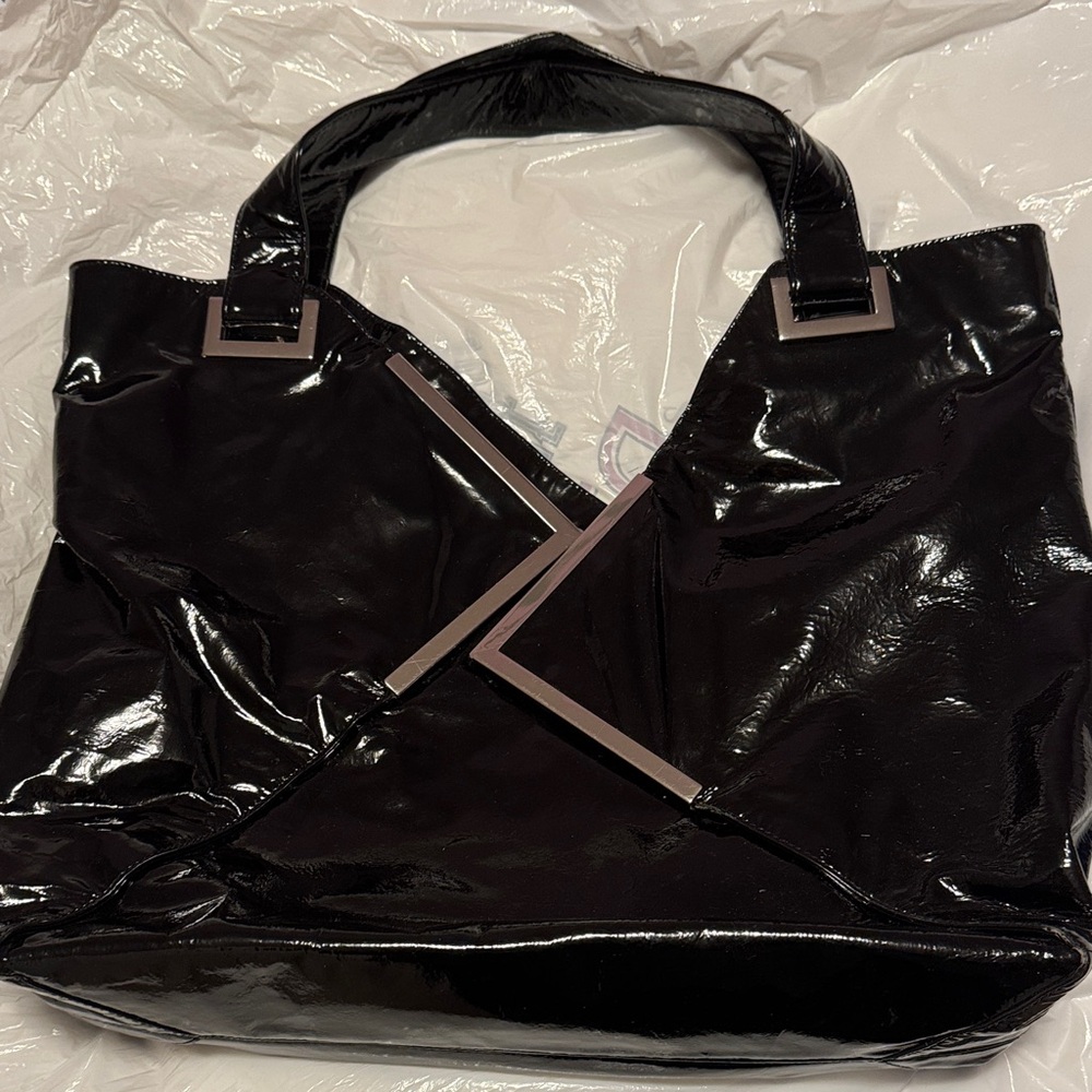 Kooba Shiny Black Pattern Tote Bag